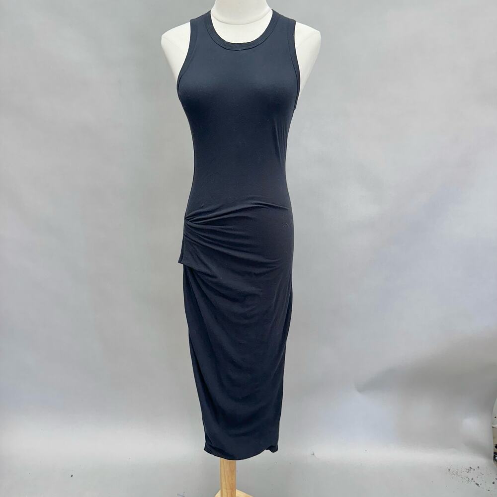 James Perse‎ black cutaway ruched midi tank Dress size 1/Small